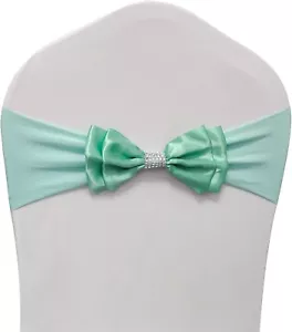 10 Stück Stuhl Schärpen - Spandex Satin Schleifen gebunden, Hochzeitstag Dekoration - Bild 1 von 8