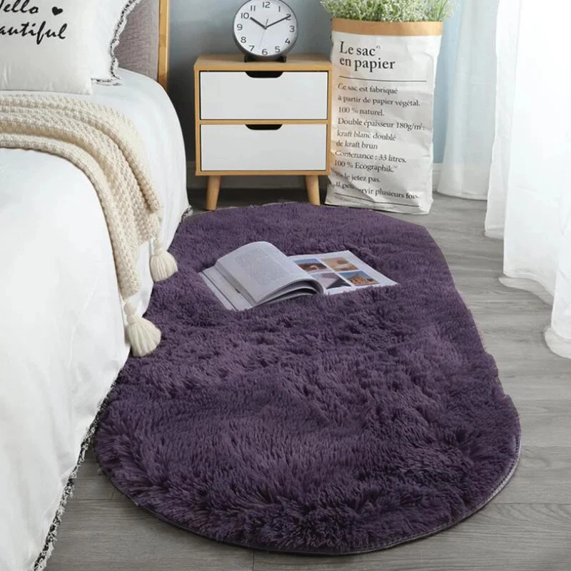 Oval Soft Plush Carpet for Living Room Bedroom Bedside Floor Mat Area Rugs Decor - Image 1 of 4