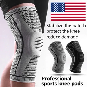 Knee Sleeve Compression Brace Support For Sport Joint Pain Arthritis Relief NEW - Picture 1 of 9