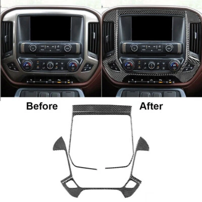 Cubierta interior de consola central de fibra de carbono para Silverado/GMC 1500 Sierra Foto 1 de 4