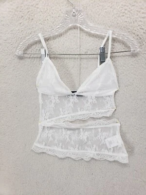 White Fox Women Top Extra Small White Nylon Blend Floral Lace Cut Out Camisole - Image 1 of 4