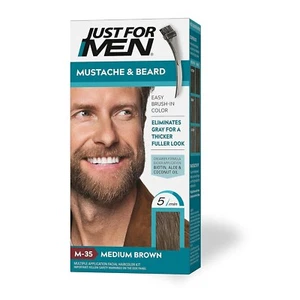 Men's Brown Beard Dye With Biotin Aloe and Coconut Oil Medium Brown, M-35, Pack - Picture 1 of 5