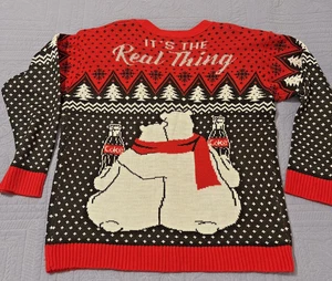 Enjoy Coca Cola Eisbären hässliche Weihnachten Strickjacke Pullover Damen Größe Large - Bild 1 von 15