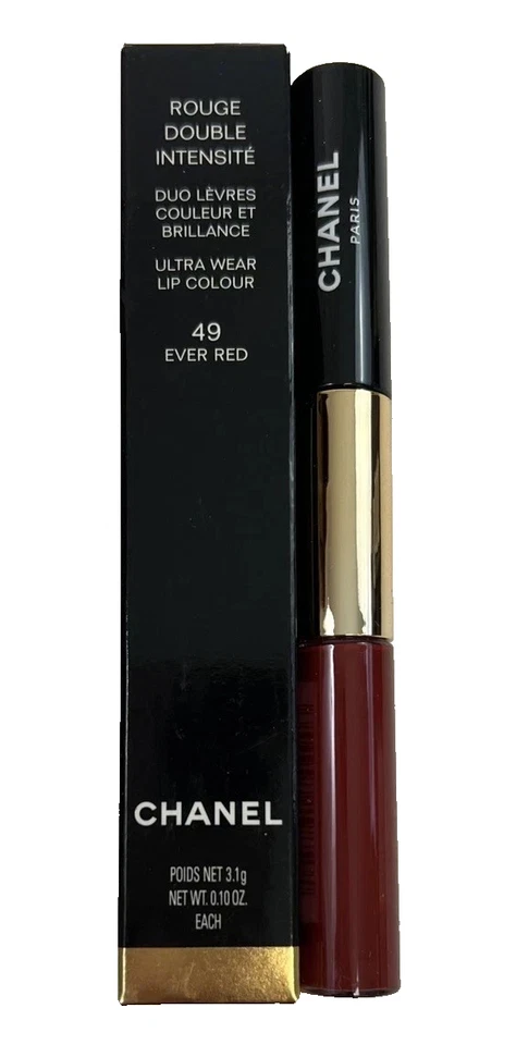 Chanel Rouge Doble Intenso Color de Labios Y Brillo Dúo ~ #49 Ever Red ~ NUEVO EN CAJA Foto 1 de 1
