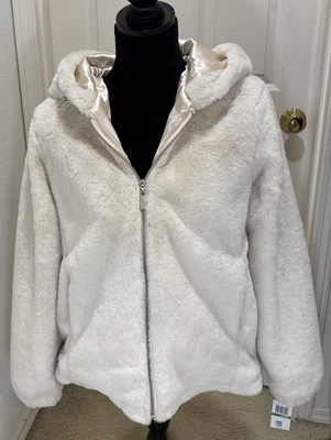 Chaqueta Jou Jou Capucha Piel Sintética Crema Talla Grande Forro Poliéster Nueva Con Etiquetas Foto 1 de 4