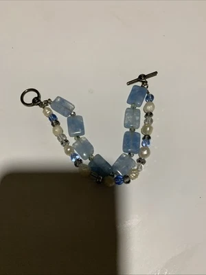 Pérolas de água doce e pulseira de prata 7,5" feita à mão - Imagem 1 de 4