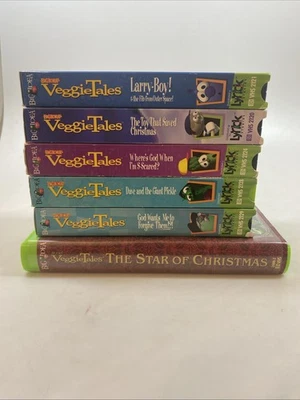 Lot of 6 VeggieTales VHS Tapes, Christian Religious Children Foto 1 de 4