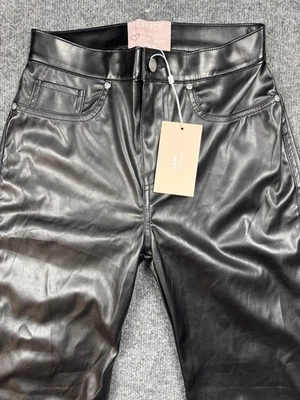 Pantalones para mujer Revice 28 negros imitación cuero tiro alto rectos Happy Hour Uptown Foto 1 de 4