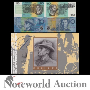 AUSTRALIA 10 Dollars 1991 1993 P 45g 52a Paper Polymer With Folder Set 2 pcs UNC - Picture 1 of 6