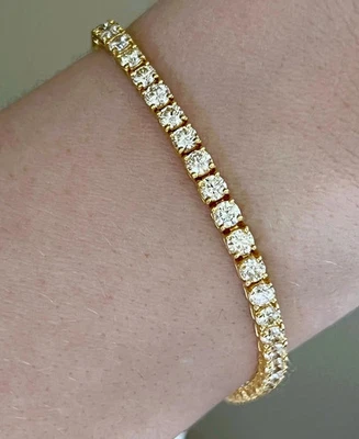 Brazalete de tenis para mujer de diamantes de corte redondo VVS1/D de 9 quilates de oro amarillo de 14 quilates Foto 1 de 4