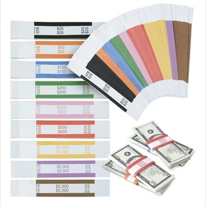 Paquete de 300 bandas de dinero autoadhesivas para efectivo, colores estándar ABA, 7,75 x 1,25 pulgadas - Imagen 1 de 4