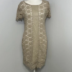 Bailey44 Neutral Häkel Spitze Etuikleid Gr. M Midi Boho Coastal Resort Luxe - Bild 1 von 9