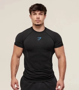 Medium Gymshark Onyx 5.0 Seamless Short Sleeve T-Shirt - Black Onyx Grey Presale - Picture 1 of 3