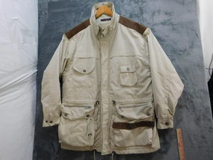 Vintage Structure Jacket Mens XL Suede Patches Utility Pockets Coat 90s - Picture 1 of 21