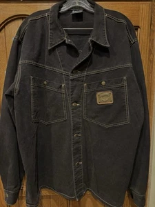 Vintage 1990's KARL KANI Black Denim Jean Jacket Large Retro HIP HOP B Boy - Picture 1 of 15