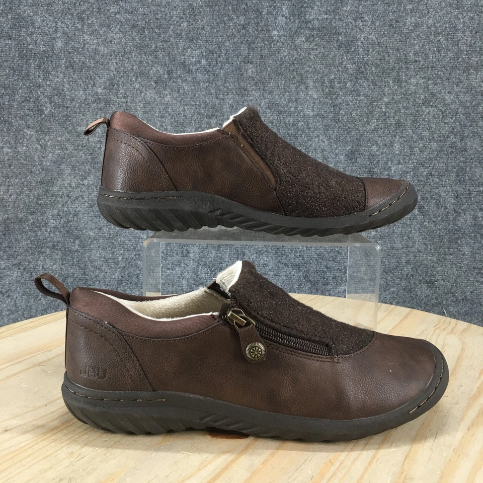 Jbu Shoes Womens 8.5 M Elodie Brown Slip On Side Zip Low Top Round Toe Casual - Image 1 of 4