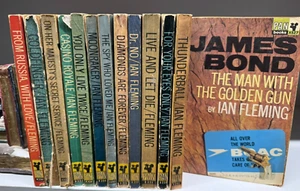 13 James Bond 007 Vintage Pan Books Matching Covers Ian Fleming 1960's ID3798 - Picture 1 of 3