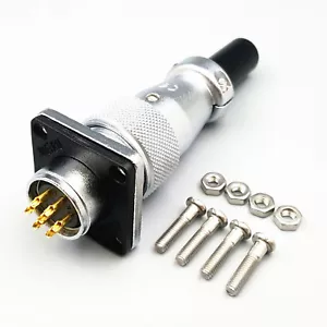 1Set WS16 7 Pins Metal Circular Plug Connector Square Flange Chassis Panel Mount - Picture 1 of 5