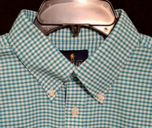 Athletic 17x32/33 Mens Stafford Travel Wrinkle-Free Oxford L/S Dress Shirt TEAL - Picture 1 of 6