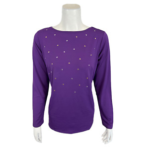 Nuevo Camiseta floja de degradado con impresión cache adorable para mujer Púrpura 