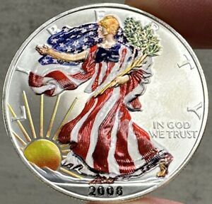 2006 Colorized American Silver Eagle $1 Fine Silver 1 Oz Coin (SG99)
