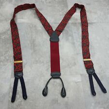 Trafalgar Suspender Mens Red Paisley Y Back Braces Button Leather Adjustable