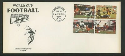 Postal History Antigua FDC #648-651 World Cup Football soccer sports 1982 - Image 1 of 2