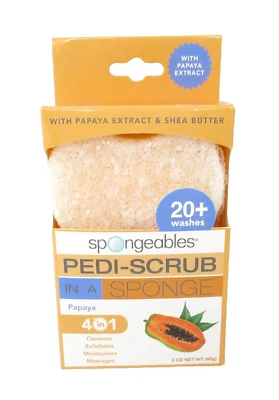 Spongeables Pedi-Scrub In A Sponge Papaya extract & shea butter scrubber - Image 1 of 2