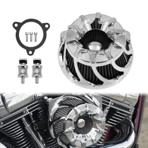Spiral Chrome Cut Air Cleaner Intake Filter Fit For Harley M8 Touring 2017-2022 - Picture 1 of 10