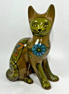 Vtg Bellini Raymor Cat 388 Art Ceramic Pottery Green Figurine Sculpture Italy - Picture 1 of 20
