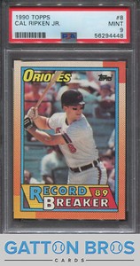 1990 Topps Cal Ripken Record Breaker #8 PSA 9 MINT