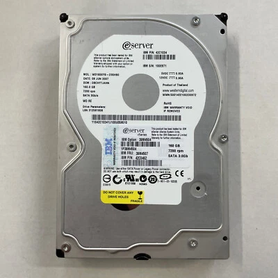 WD RE 160GB 3.5" HDD SATA 3Gb/s 7200 RPM 16MB Cache Hard Drive WD1600YS 42C1034 - Image 1 of 4
