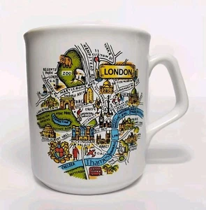 London City Street Map Mug Attractions Thames Big Ben Tams Made in England - Picture 1 of 6