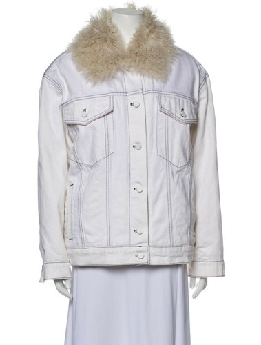 Giacca denim ALEXANDER WANG Shearling Boyfriend taglia XS avorio denim nuova con etichette