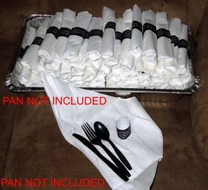 black plastic silverware cutlery utensils fork/knife/spoon/napkin x65 sets - Picture 1 of 6