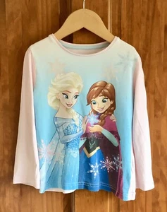 FROZEN ELSA & ANNA Girl’s Multicoloured Long Sleeve Pyjama Top - Size 4-5 Years  - Picture 1 of 4