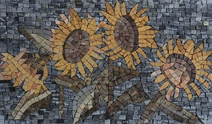 Mosaic Marble Sun Flowers Kitchen Backsplash Home Tile Sheet - Picture 1 of 1
