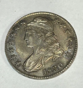 1830 Capped Bust Half Dollar 50C Large 0  Choice AU  Silver US Coin - Picture 1 of 2