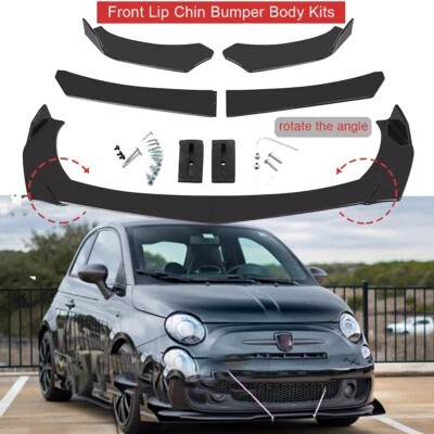 Glossy Black Front Bumper Lip /Splitter Spoiler For Fiat 500 - Imagem 1 de 4