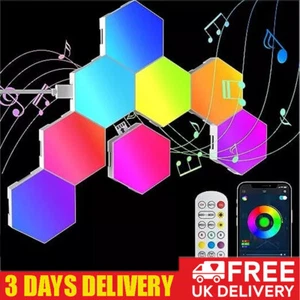 Hexagon Lights Gaming 8 Pack RGB Led Hex Light Panels Hexagon Smart Wall Light - Picture 1 of 13