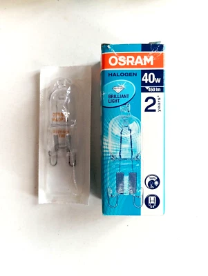 2X Osram Halopin G9 40 Watt 230V CLEAR - Image 1 of 3
