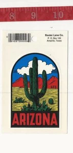 Vintage Vinyl decal Arizona Baxter Lane luggage sticker  - Picture 1 of 1