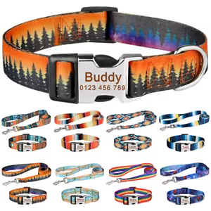 Personalized Dog Collar and Leash Set Custom Engraved Name ID Tag Small L Puppy - Picture 1 of 20