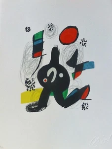 Joan Miro La Melodie Acide 7 Lithographie 1980 Geprägt Signatur Abstrakte Kunst - Bild 1 von 5