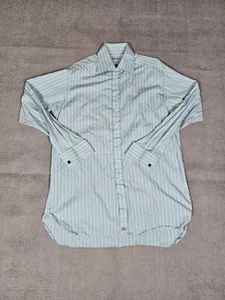 Burberry London Button Up Shirt Mens 16-41 Blue Green Striped French Cuff - Picture 1 of 13