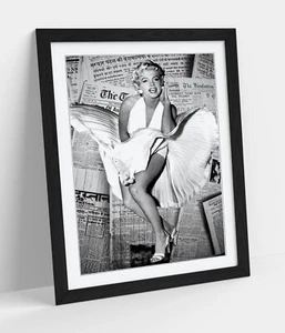 MARILYN MONROE VINTAGE NEWSPAPERS -ART FRAMED POSTER PICTURE PRINT ARTWORK - Picture 1 of 10