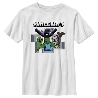 Minecraft Graphic Tee Enemy Mobs Boy's Size X-S Creeper Enderman Zombie Bat NEW - Image 1 of 3