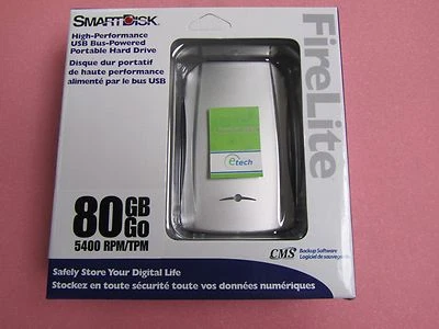 USBFLB80CA– SmartDisk FireLite 80GB USB External+ CMS BounceBack Backup Software - Image 1 of 4