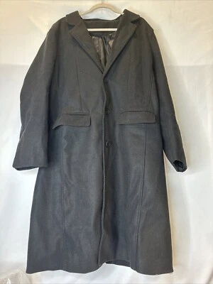 Men’s Black Dress Coat Trench Lapel Business Casual Button Pockets Lined - Image 1 of 4