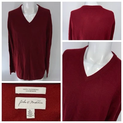 Suéter John W. Nordstrom cuello en V para hombre XL alto rojo 100 % cachemir YGI W5-34 Foto 1 de 4